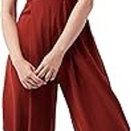 Women's Rust & Black Round neck Sleeveless Solid Draped Dhoti Regular Jumpsuit-picture-23