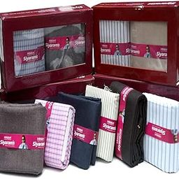 Men's Poly Cotton Unstitched Pre-Matched Maker Shirt and Trouser Combo Gift (Multicolour, Free Size) Pack of 5-image-23