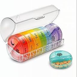Premium Weekly Pill Box Organizer – 7 Removable AM/PM Compartments with Color Coding & Secure Lids – Travel-Friendly Medicine & Vitamin Organizer with Transparent Carry Case – BPA-Free Design-image-3
