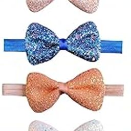 Elegant and Glitter Bow Headbands for Baby Girls – (Set of 6) Sparkly Multicolour Elastic Hairbands for Toddlers & Infants | Soft, Stylish & Comfortable-image-23