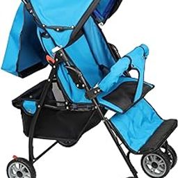 Dumbledo Premium Stroller: Ensuring Baby's Safety and Comfort with 5-Point Harness, Anti-Fold Safety Lock, Sturdy, Adjustable Backrest, Sun Canopy, Large Shopping Basket, and Blue Mattress-picture-11