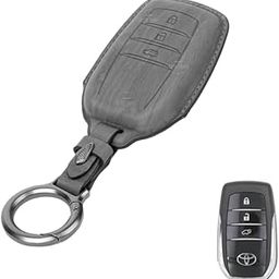 Auto thrill Premium Key Cover Compatible with Toyota Fortuner | Fortuner Legender | Innova Hycross | Invicto 3 Button Smart Key (Leather Series, Black)-image-99