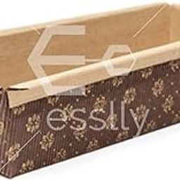 Esslly Premium Non-Stick Paper Bar Cake Mould Tray - 17x8x4.5 cm | Sturdy, Attractive Brown Floret | Disposable, Oven Safe, Easy Clean | Pack of 10-image-2
