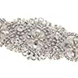 Vintage Bridal Rhinestone Pearls Applique Sash Wedding Dress Belt White 0-image-49