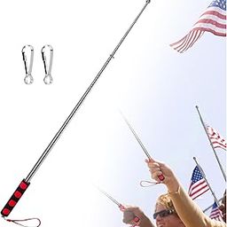 smrtcol Telescopic Handheld Flagpoles with Clips 5'3" Portable Stainless Flag Pole Extendable Flag Stick Guiding Flag Pole with Anti-Slip Grip Red-image-44
