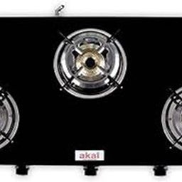 akai 3 Burners LPG Glass Manual Gas Stove (Black)-image-38