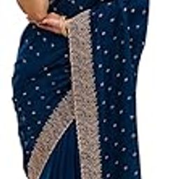 Women Vichitra Silk Saree with Embroidered Border with Unstitched Blouse Piece | Latest Sarees Bollywood Sari | New Sarees | Saree Blouse| Designer Saree (AZ-YS-OG-LADYQUEEN-Parent)-image-7