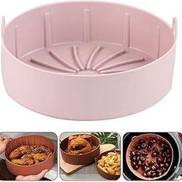 ATORSE™ Round Air Fryer Silicone Pot Food Safe Oven Accessories Pizza Baking Tray Pink 19Cm|Home & Garden|Kitchen Dining & Bar|Small Kitchen Appliances|Fryers-image-14