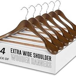 Ginoya Brothers Extra Wide Shoulder Walnut Wooden Hangers, Premium Large Wood Suit Hangers with Non Slip Pant Holder, Wide Shoulder Hangers for Suits, Coats, Jackets, Heavy Wide Clothes Hanger. (4)-image-7