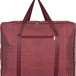 Kuber Industries Dot Printed Large Size Foldable Travel Duffle Bag, Underbed Storage Bag, Wardrobe organizer, Cloth Bag, Weekender Bag, Overnight Bag, Carry On Bag, Luggage Bag (Maroon)-image-8