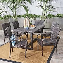 MJA FURNITURE Outdoor Dining Table Set 6 Seater | Rattan & Wicker Dining Chairs with Table for Garden, Villas, Porch, Terrace | Patio Dining Set-image-31