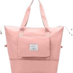 Travel Duffel Bag, Large Capacity Weekender Tote, Peach Canvas with Shoulder Straps (Peach)-image-87