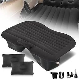 Eliane Universal Car Inflatable Bed Mattress 2 Sleeping Pillow with Air Pump & Repair Kit for Cars Back Seat Travel Trip Accessories (Black)-26