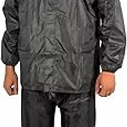 Mens Raincoat with Hood | Water Fighter- Raincoat for Men | Waterproof Coat and Pant and Carrying Pouch-Black & Blue-picture-43