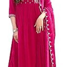 Women's Pink Velvet Zari Embroidered Anarkali Kurta Set-image-21