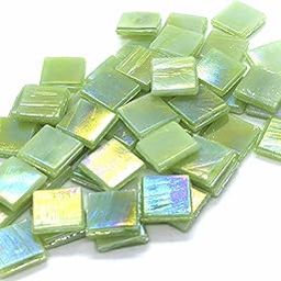 Sai Mosaic Art Coral Light Green HK073 Glass Mosaic 15x15mm tiles 100 gm pack-image-101