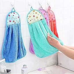 HSR Collection Outlay Home Microfiber Wash Basin Hanging Hand Kitchen Towel Napkin with Ties (44x24 cm, Pack of 4, Multicolor), 200 GSM-23