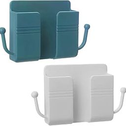 OIVO INDIA Wall Charger Hook Mobile Phone Holder Universal Cellphone Hanging Bracket Hooks Charging Dock Stand (Blue & White, Combo of 2)-25
