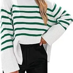 yashidun Women's Striped Knitted Sweater with Round Neck and Loose Sleeves for Autumn and Winter-picture-21