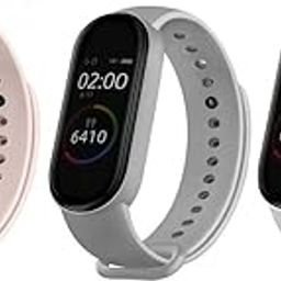 Qai Soft Silicone Replacement Combo Pack of 3 Band Strap Compatible with Xiaomi Mi Band 5 / Mi Band 6 (CHIP/Device NOT Included) (Baby Pink/Grey/White)-18