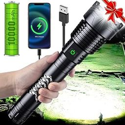 Weoxi Super Bright LED Flashlight, 3600000 High Lumens Rechargeable Flashlights with Long Handle, 10000mAh Battery Zoomable 5 Modes for Outdoor Camping, Emergencies-26