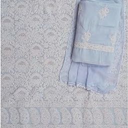 Hand Embroidered Lucknowi Chikankari Unstitched Cotton Dress Material Suit Piece with Dupatta for Women 01A844693 Mauve-picture-32