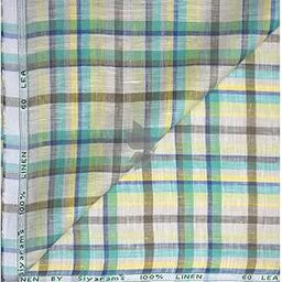 100% Pure Linen 60 Lea Checkered Multicolor colour Unstitched Shirt Fabric of 1.60 mts / VV2365B-image-93