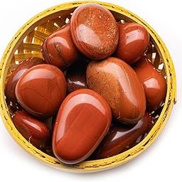 Plus Value Natural Red Jasper Tumbled Stone Pebbles for Vastu Feng Shui Aura Chakra Reiki Healing Crystals Home Office Decor Showpiece Decoration (200-grams, Cane Basket)-image-14