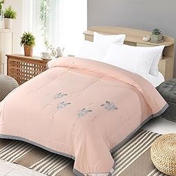 ROSS HOME & LIVING Pure Cotton Dalton Comforter King Size 449 GSM for Double Bed | Ultra Soft AC Quilt Blanket Duvet | All Season Hypoallergenic Eco Friendly Bedding 228x254 cm-Peach-image-34