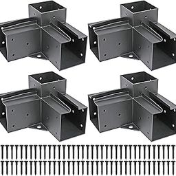 Stainless Steel 3-Way Right Angle Corner Pergola Bracket with Screws for 4x4 Inch(Actual: 3.5x3.5 Inch) Wood Beams，Pergola/Gazebo Kit (4 Pack)-image-39