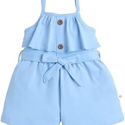 bumzee Baby Girls Cotton Sleeveless Above Knee Jumpsuit With Belt-picture-3