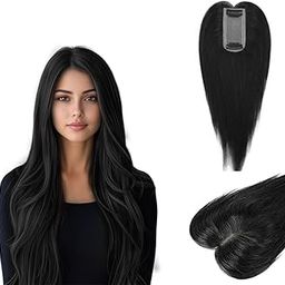 D-DIVINE 2 Clip Matt Hair topper for Women Natural Color | 16 Inch Women Invisible Seamless Mini Volumizer Clip in Hair Extension (Natural Black)-41