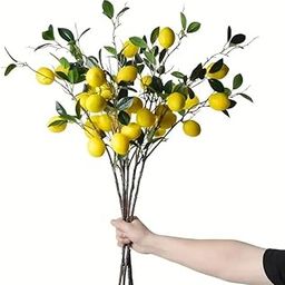 VRB DecTM Pack of 3 Artificial Hibiscus Glabra Fake Plant Flowers for Home, Room,Office | Flowers for Vases | Decoration Items for Living Room (Without Pot) (Artificial Lemon Plant)-image-39