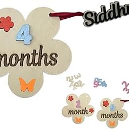 Baby Monthly Personalized Milestone Cards- Photo Prop Babies from 0-12 Months – Flower Design with Baby Name – Floral Baby Milestone Set -Growth Record-image-28