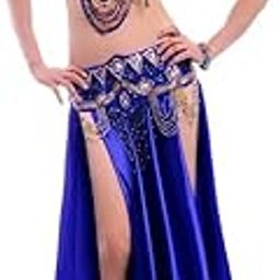 ROYAL SMEELA Belly Dance Costume Set for Women - Professional Dance Bra, Belt, and Slit Skirt - Carnival Outfit-image-46