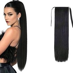 D-DIVINE Silky Ribbon Hair Extensions Women Straight Hair Extension For Girls To Increase Hair Volume, Black color-33