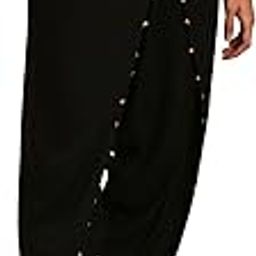Viscose Women Black Casual Style Dhoti Pants with Metal Hanging Trim-image-66