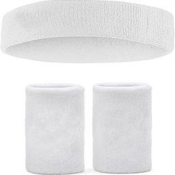 SUPRO Men & Women Head & Wrist Band, Sports Headbands for Men, Workout Accessories, Sweat Band, Sweat Wicking Head & Wrist Band Sweatbands for Running Gym, Unisex Hair Band White Color 1 Pair-image-85