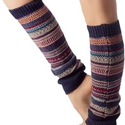 Blue Multicolor Stripe Long Warm Woolen Thigh High Knee High Leg Warmer Winter Fashion Knitted Warm Boot Thigh High Socks Boot Cuffs for Women Girls-image-8