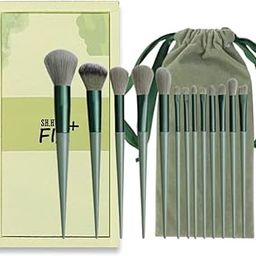 Sh.Huda Professional Fix+ Plus 13pcs Makeup Brush Set Makeup Brushes Foundation Powder Eyeshadow Eyebrow Brush Set Celebrity Cosmetic Tool Brush with Green Bag Synthetic Kabuki Compatible Tool Kit-picture-52