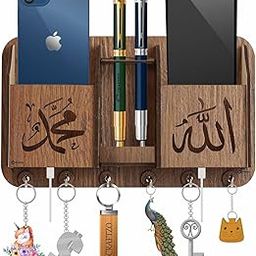 Wooden Wall Mounted Decor Key Holder Hanger with 6 Hooks for Living Room Home Furniture (6 Key Hooks) Mobile Holder-picture-16