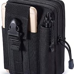 Multipurpose Tactical Nylon Waist Bags, Universal Outdoor Molle EDC Belt Waist Pouch with Phone Pocket for Camping Hiking Cycling Hunting Climbing Travel (Black)-image-13