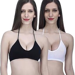 Women's Black Halter Neck Cotton Hosiery B-Cup Bra. (Set of 2)-picture-12