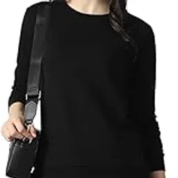 Van Heusen Women's Round Neck Solid Sweatshirt| Full Sleeve Ribbed Hem Casual winterwear-picture-11