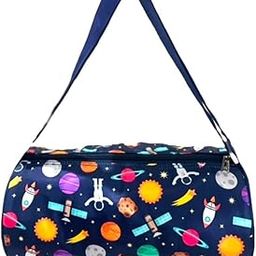 ™ Blue Space Round Printed Swimming Gym Travel Duffle Bag with Side Zip Pocket for Kids (Pack of 1, Blue)-picture-48