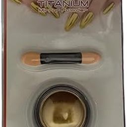 SPONSOR Titanium Chrome Mirror Powder with Brush Applicator | High-Gloss Metallic Nail Art Powder for Stunning Chrome & Mirror Finish | Long-Lasting Shine | Single (Shade: Golden - 1 pc)-33
