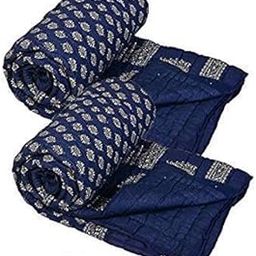 SAMRADHI Traditional Famous Jaipuri Beautiful Floral Print in Multi Colour Jaipuri Rajai/Razai/Quilt Single/Single Bed Quilt/Comforter/AC Quilt/AC Comforter (Set of 2)-3