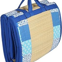 Rectangular Foldable Mat Korai River Grass (2.5 X 6 Ft) New Blue Cotton Fabric With 18Mm Soft Foam Folding Chatai, Hand Wash-image-75