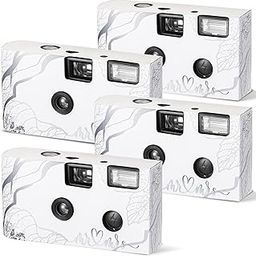 4 Pcs Disposable Camera Single Use Film Camera One Time Camera for Photography with Flash Color Film for Wedding, Anniversary, Travel, Camp, Party Supplies, Birthday Gift (White)-image-32