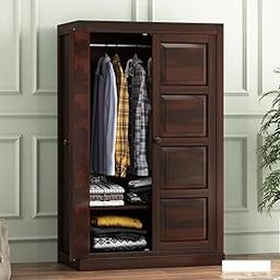 CentreWood Sheesham Wood Wooden 2 Door Wardrobe Organizer for Clothes | - Solid Wood Almirah with 1 Shelves - with Hanging Space Cupboard for Large Bedroom, Walnut Finish-image-47